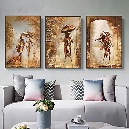 Belle Amour Affiches et Gravures Toile Couple sous la Pluie Décoration Romantique