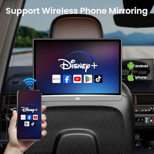 WONNIE 13.3 Inch 4K Android 11.0 Car TV Player, 32G ROM Multifunction Car Headrest Monitor TV for Back Seat, 5G WiFi Car TV Support Bluetooth/USB/HDMI in+Out/FM/Mirror Link Video Player - Image 5