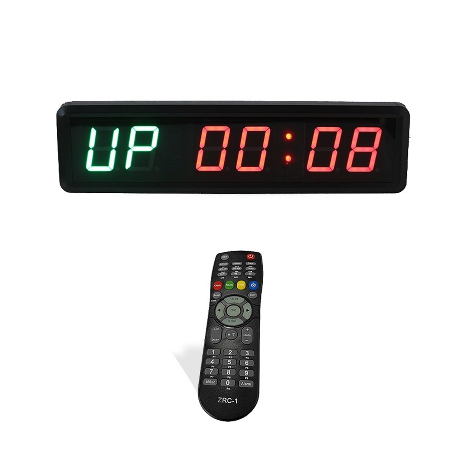CVFRDD LED Countdown Clock, Wall Mounted Multifunctional Gym Interval Workout Timer Indoor Exercise Clock(Groen)