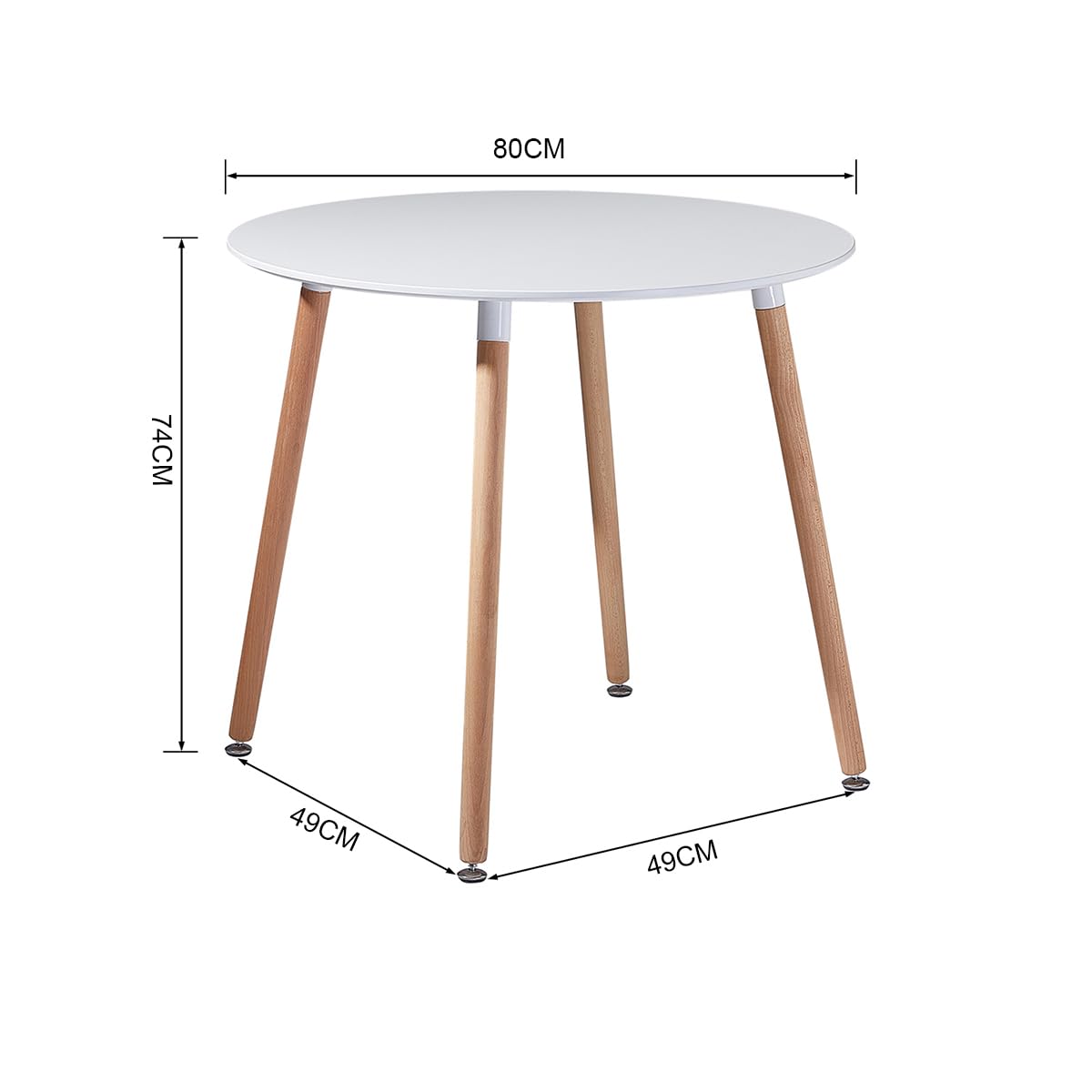 DORAFAIR Ensemble Table Ronde 80 * 80cm et 4 Chaises Scandinaves Blanches pour Salle à Manger