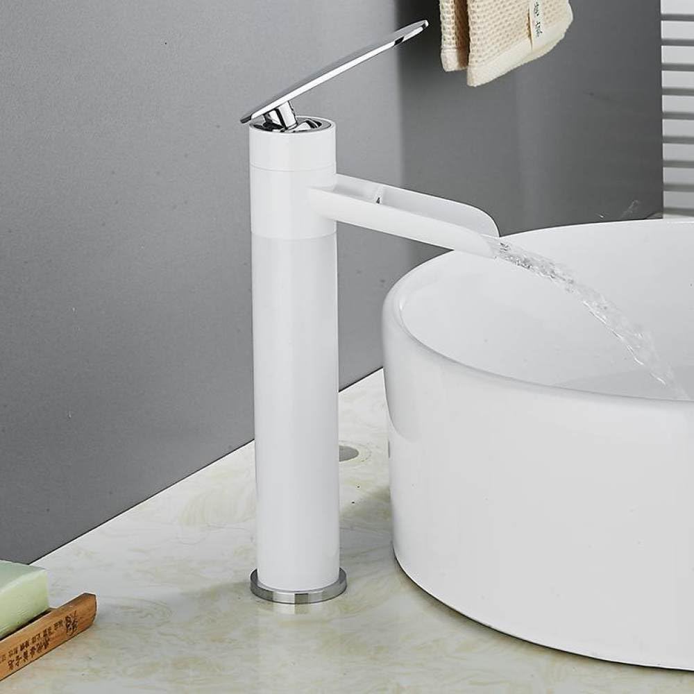 Robinet de salle de bain laiton mitigeur eau chaude froide hauteur chrome blanc