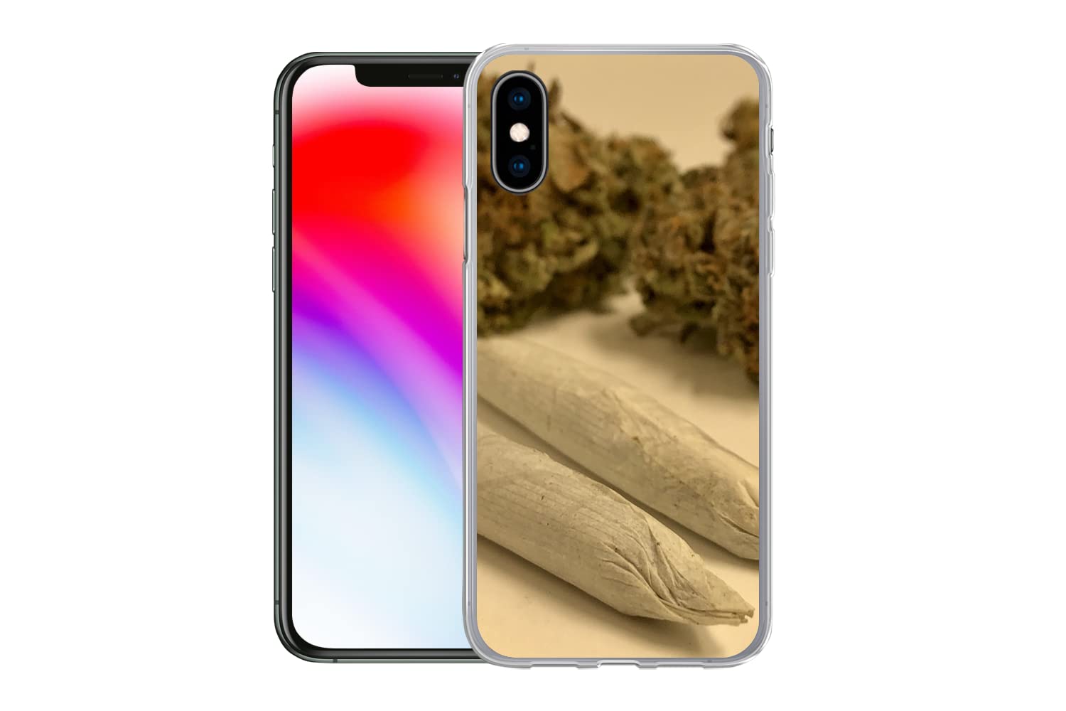 MuchoWow Funda para iPhone X - Cannabis Medicinal con porros enrollados - Funda de Silicona/Funda Blanda para teléfono móvil