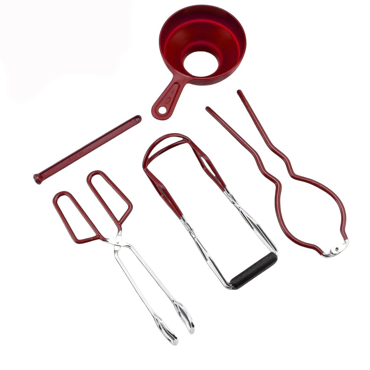 Set di conserve in acciaio inox da 20L, 9 pezzi in acciaio inox con bagnomaria, struttura portante, coperchi, sollevavasi, pinza e 30 etichette (Botti non inclusi-rosso)