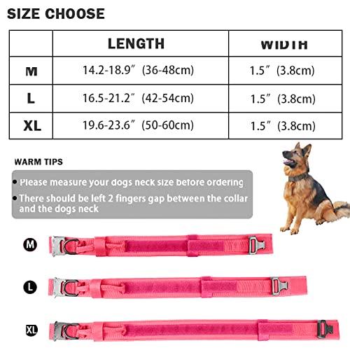 Doggiekit Tactical Dog Collar Adjustable Nylon Military Dog Collars With Heavy Duty Metal Buckle And Control Handle For Dogs Walking Training (Large, Pink) #TOP4