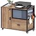 HSH Rolling File Cabinet with Lock, Mobile lateral Filling Cabinet on Wheels, Wood Metal Printer Stand with Storage Drawer Shelf, Modern File Cabinets Fits F4 Legal for Home Office,Rustic Oak,33Inch