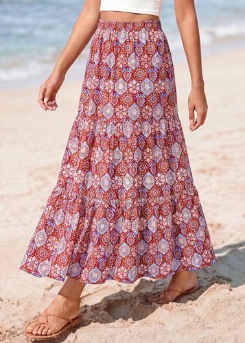 Image of KIRUNDO Maxi Skirts for Women Summer Boho Floral Long Skirt