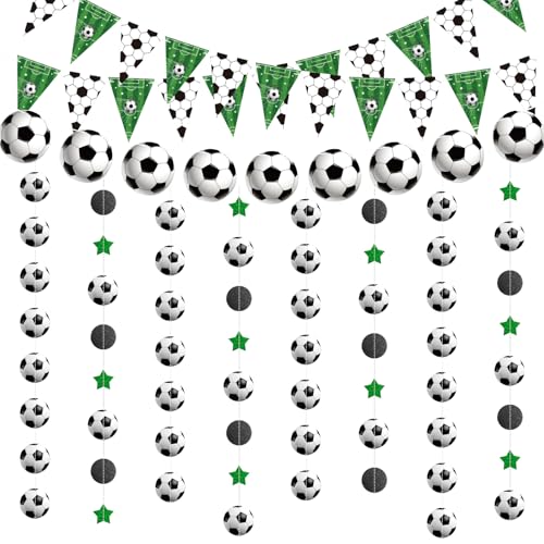 Soccer Banner Paper Garland Hanging Party Decorations Garland Kit Soccer Themed Party Supplies World Cup Game Watch Party Soccers Fan Gathering Decorations (Soccer)