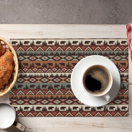 Rustic-Lodge-Bear-Moose-Deer-Placemats-Set-of-4-Vintage-Cabin-Pine-Cone-Place-Mats-Heat-Resistant-Non-Slip-Cotton-Linen-Dining-Table-Mats-for-Home-Party-Kitchen-12X18inch Rustic Lodge Bear Moose Deer Placemats Set of 4 Vintage Cabin Pine Cone Place Mats Heat Resistant Non Slip Cotton Linen Dining Table Mats for Home Party Kitchen 12X18inch