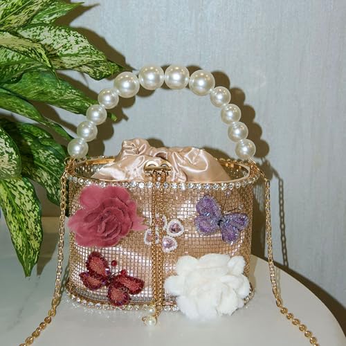 Pochette de soirée avec strass luxueux et perles de prestige - 3