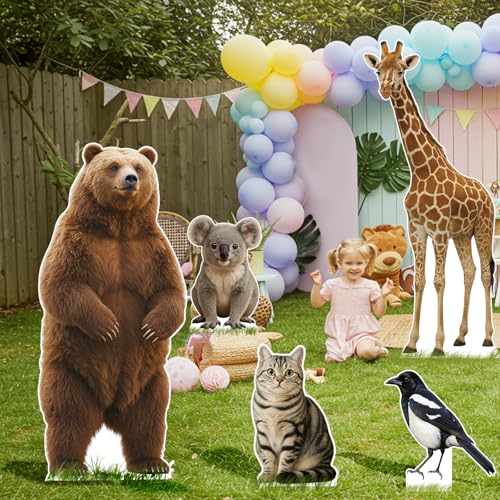 Image of Brown Bear Cardboard Cutout, 6FT Life Size, 1 PC | Fun Animal Cardboard Standup, for Events, Party Decor, Birthday, Photos, Kids & Adults, Photo Booth, Home Decoration