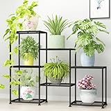 YUJCHMTZN Metal Plant Stand Indoor Metal Plant Stands Outdoor Tiered Plant Shelf for Multiple Plants, 3 Tiers 7 Potted Ladder Plant Holder Table Plant Pot Stand for Window Garden Balcony Living Room