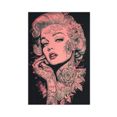 Poster Marilyn Monroe tatouée déco salon et bureau moderne en toile