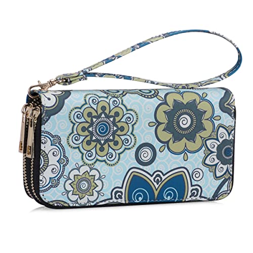 Image of XEYOU Double Zipper Long Clutch Wallet Cellphone Wallet for Women with Removable Wristlet Strap for Credit Card, Cash, Coin, Bill
