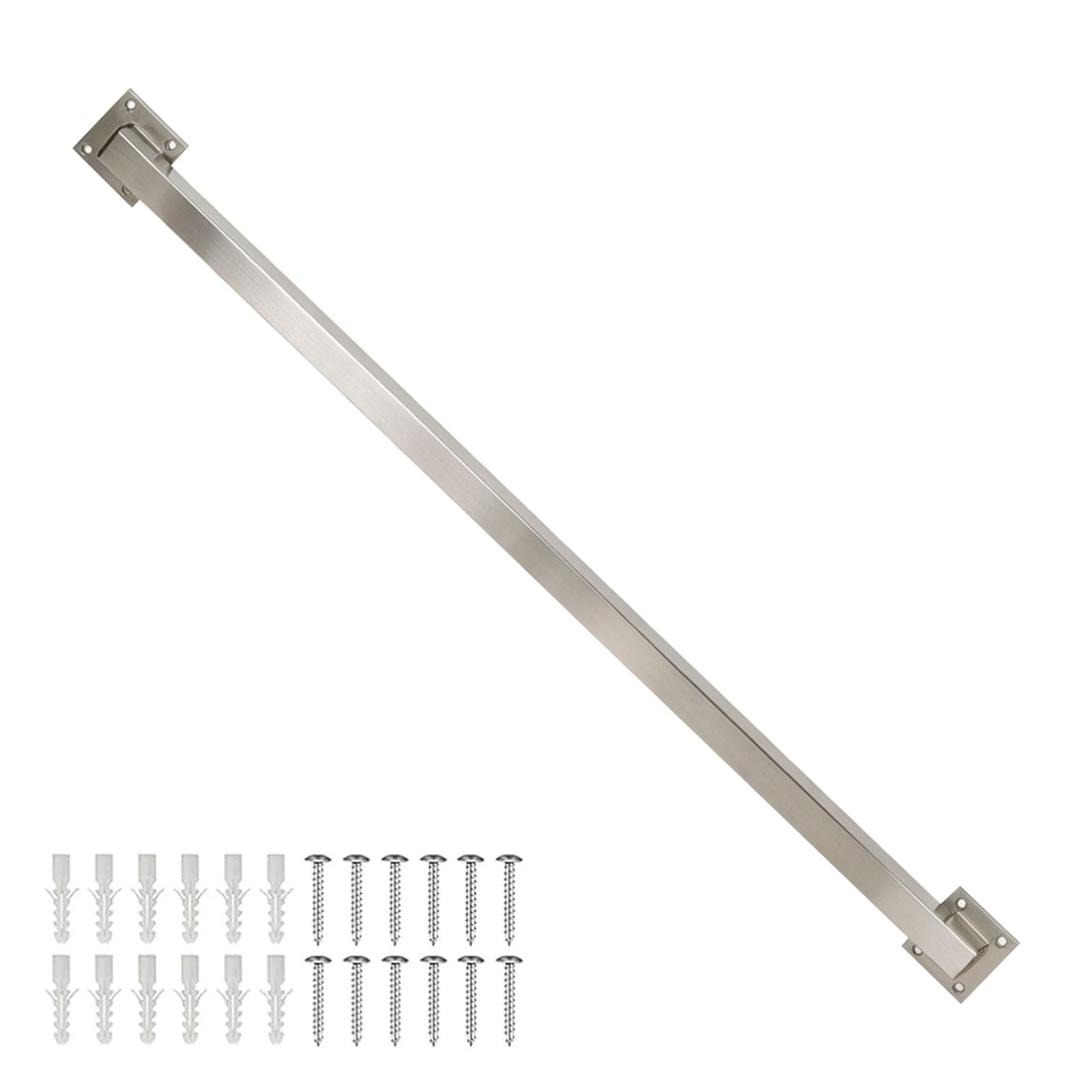 Renmlion One Color Silver Stainless Steel Square Pipe Grab Rail，Wall Mount Handrail Safety Hand Rails Kit，Indoor Outdoor Stair Banister Railing Grab Bar For Porch Steps & Stairs(20Ft/600Cm)
