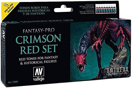 Acrylicos Vallejo VJP74103 Fantasy Pro - Crimson, Red - Set of 8