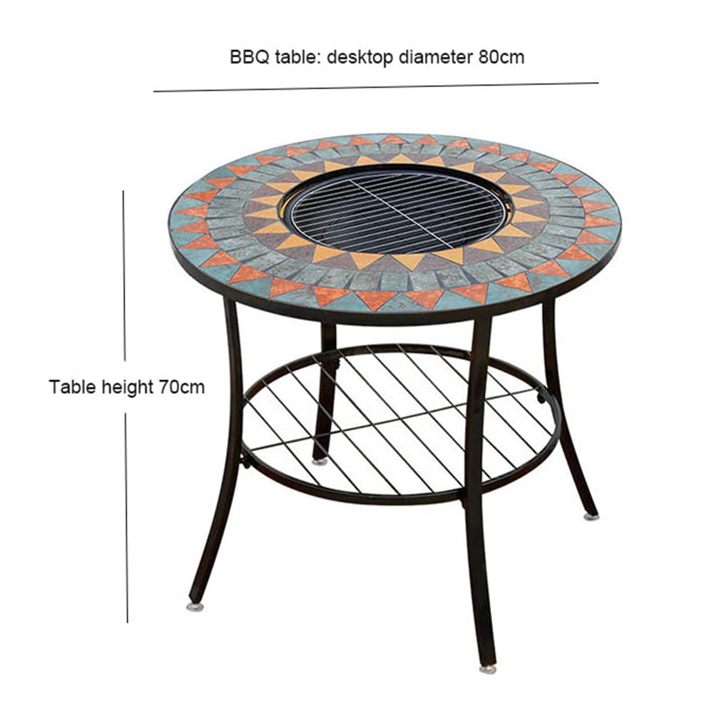 VidaXL Tavolo Con Braciere In Acciaio E Ceramica - Griglia Per Barbecue Da Esterno - Foto 5