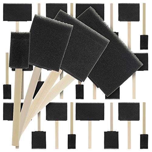 U.S. Art Supply Variety Pack Foam Sponge Wood Handle Paint Brush Set