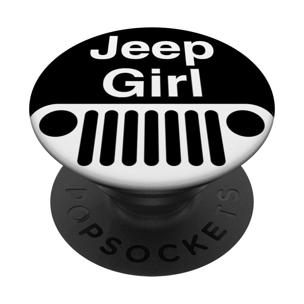 Off Road Driving SUV Car Truck Tractor Girl White Black PopSockets Adhesive PopGrip