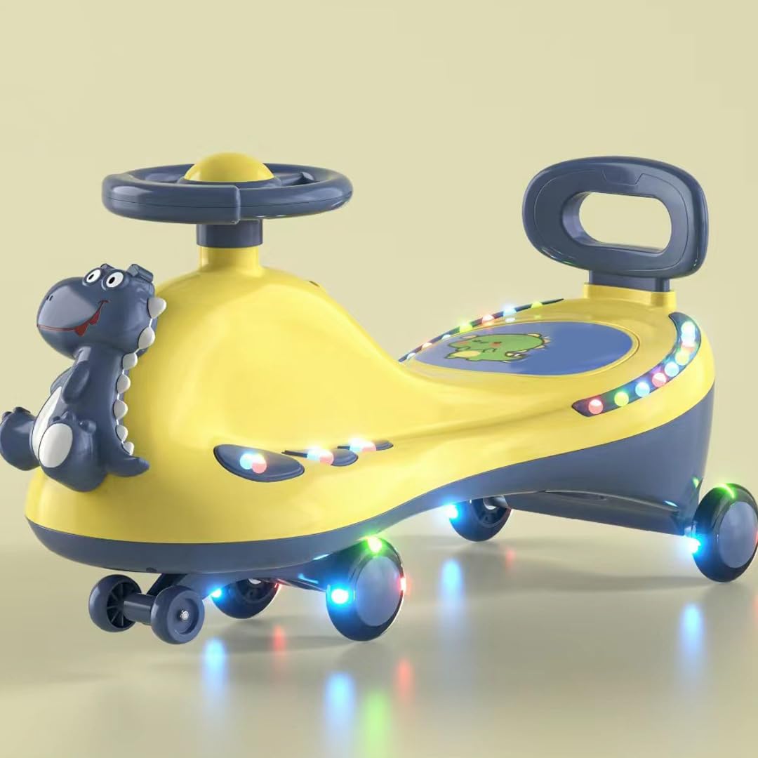 Voiture Wiggle avec Roues Universelles, Facile à Utiliser (Jaune)