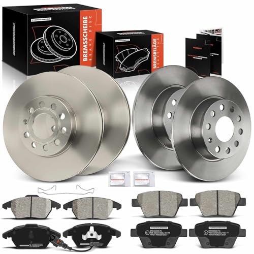 Frankberg 4x Bremsscheiben + 8x Bremsbeläge mit Bremsenschmiermittel Kompatibel