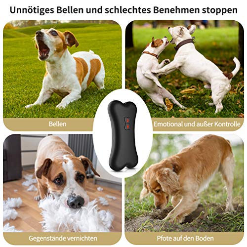 Petacc Anti Barking Device, Ultrasonic Dog Barking Control Deterrent for Dog Walking Training Outdoor, 16ft Control Range Rechargeable Bark Stopper with LED Light (Black)