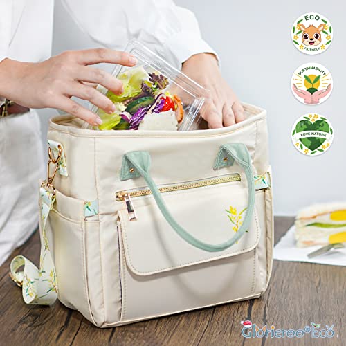 Glorieroo Deluxe Lunch Bag Women - Leakproof Insulated Lunch Box For Women 2023 Newest Gifts Wetproof Multipocket Lunch Tote Bag With Removable Strap For Work/Picnic #TOP4