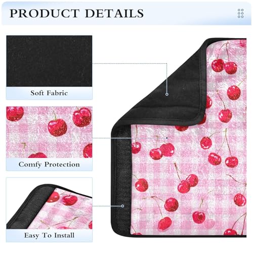 Image of 2 Pack Seatbelt Covers Seat Belt Cover Pad for Adults Boys Girls Car Seat Strap Covers Pads Cushion Universal Shoulder Strap Pad Protector for Backpack Camera Bag 6.5 Inch Pink Juicy Checkered Cherry