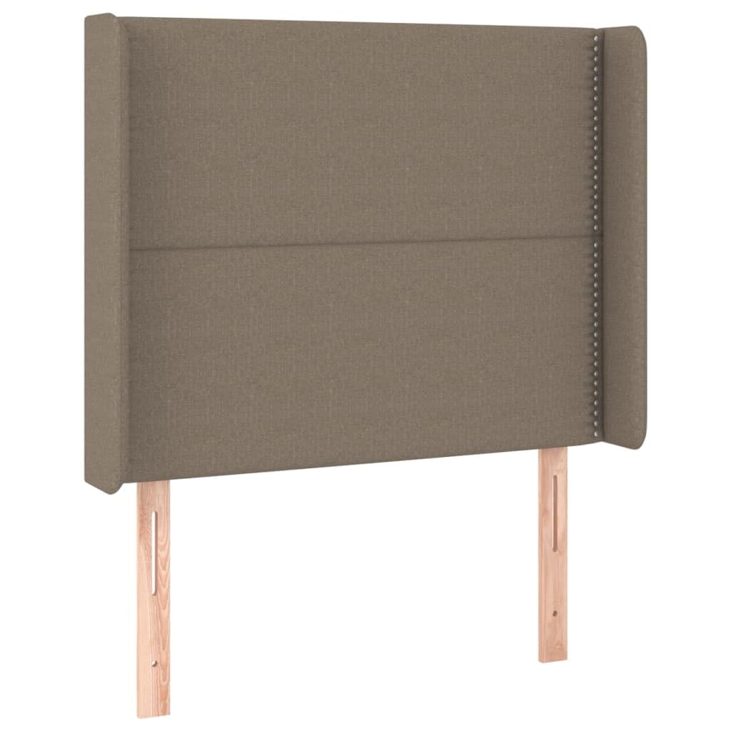 Z regulowanym zagłówkiem tkanina sprężynowa 90x200 cm taupe | Łóżko kontynentalne 90x200 z materacem sprężynowym, tapicerowane, taupe, z regulowanym zagłówkiem, średnio twarde, do