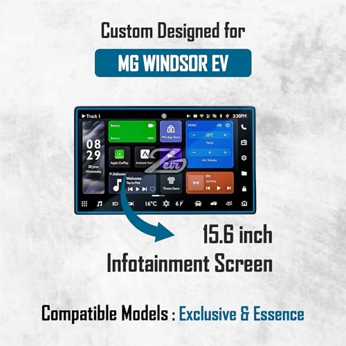 Image of ZEIR Screen Protector For MG Windsor EV & EV Pro 2024-2025 | Compatible with Exclusive, Essence, Exclusive Pro & Essence Pro | 15.6 inch Infotainment Touchscreen Protector | 9H+ Hardness - Strong Protection - Full Screen Edge-to-Edge Cover - Scratch Resistant - Bubble-Free Install - Ultra HD Clarity,With installation kit - Car Accessories 2026+ (Not Tempered Glass)