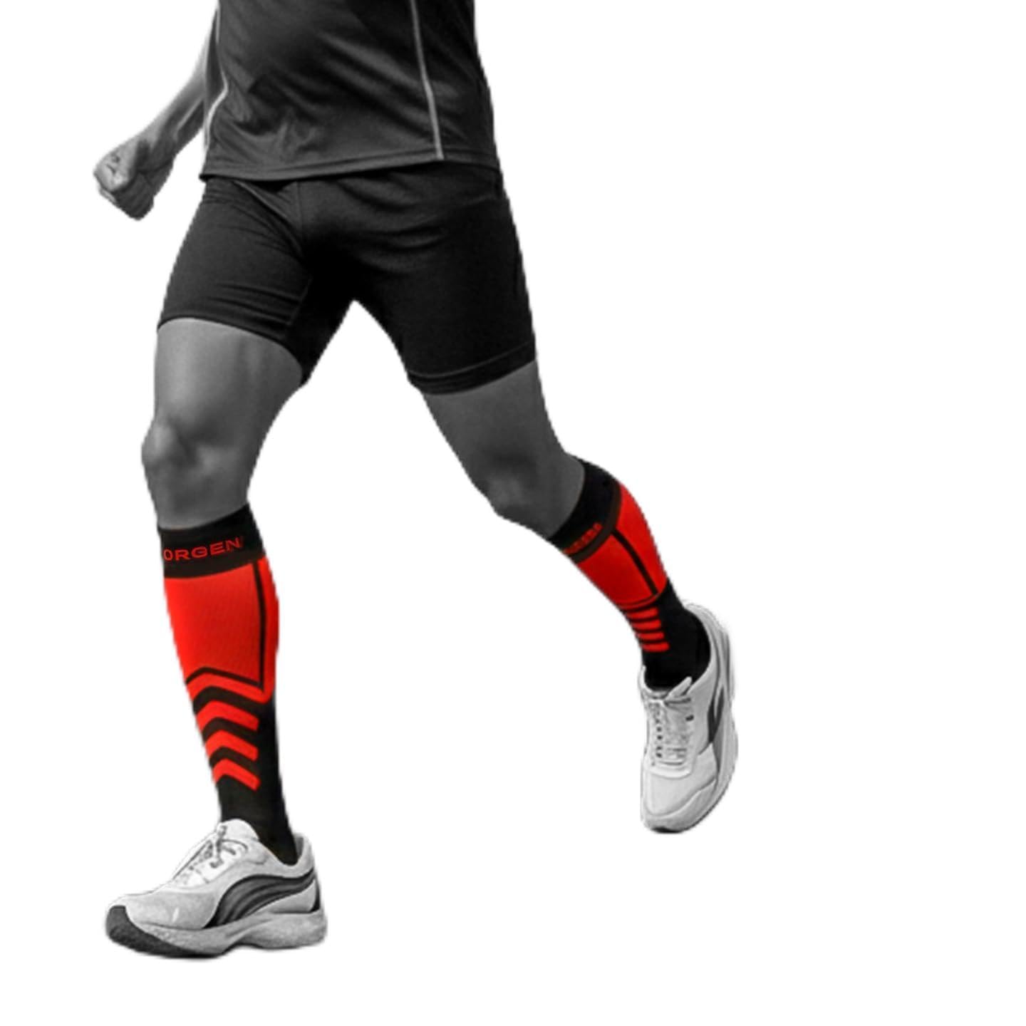 Sorgen Sports Compression Socks | 20-30 mm Hg | Running, Cycling, Marathon, Athletics & Indoor Training | Reduce Leg Cramps | Improve Performance & Support Recovery | Comfortable & Durable (Red Velocity S/M)-image-33