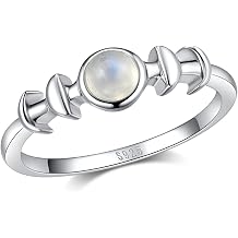 Sterling Silver Moonstone Ring Moon Phase Triple Goddess Statement Band Eternity Ring for Women Girls with Gift Box