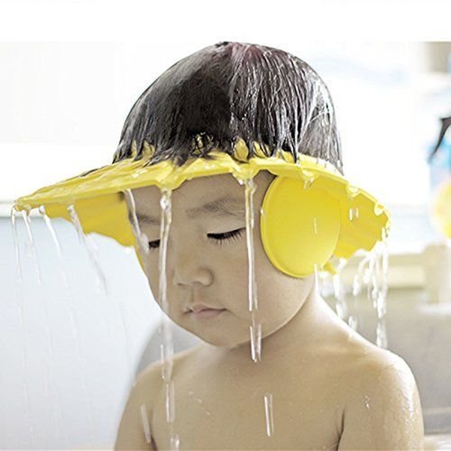 Divik Baby Bath Shower Cap with Ear Shields Easy Hair Wash Cap, Adjustable Hat Safe Shampoo Shower Bathing Protection Bath Cap for Toddler, Baby, Kids, Children