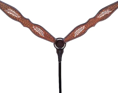 HILASON Western HorseHeadstall - Juego de tachuelas de cuero americano con cuello de pecho