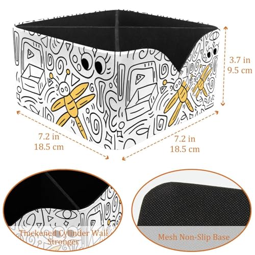 Porte-stylos rectangulaire Doodle Libellule multi-compartiments pour cosmétiques et feutres
