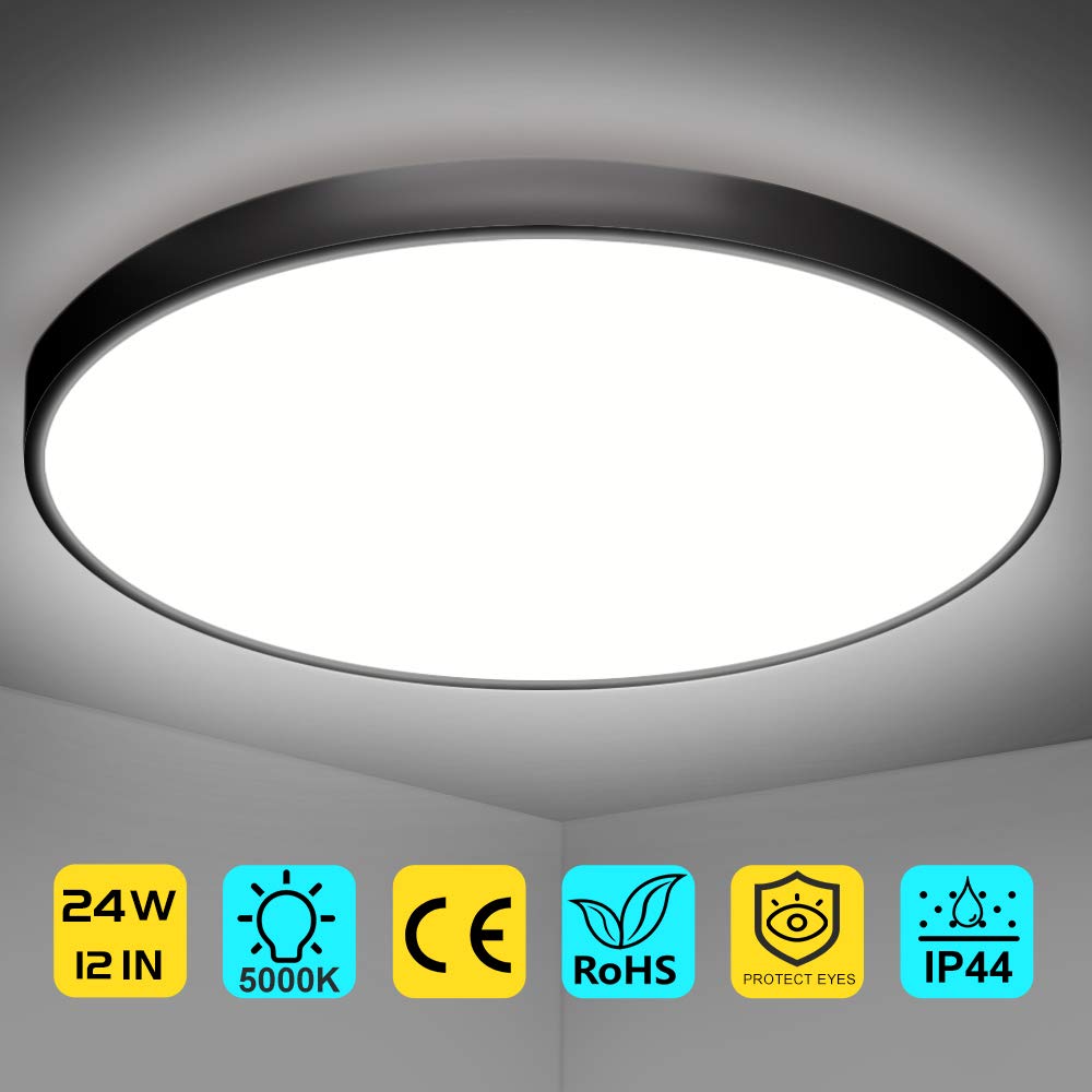 LED Flush Mount Ceiling Light Fixture, 5000K Pure White,3200LM, 12 Inch