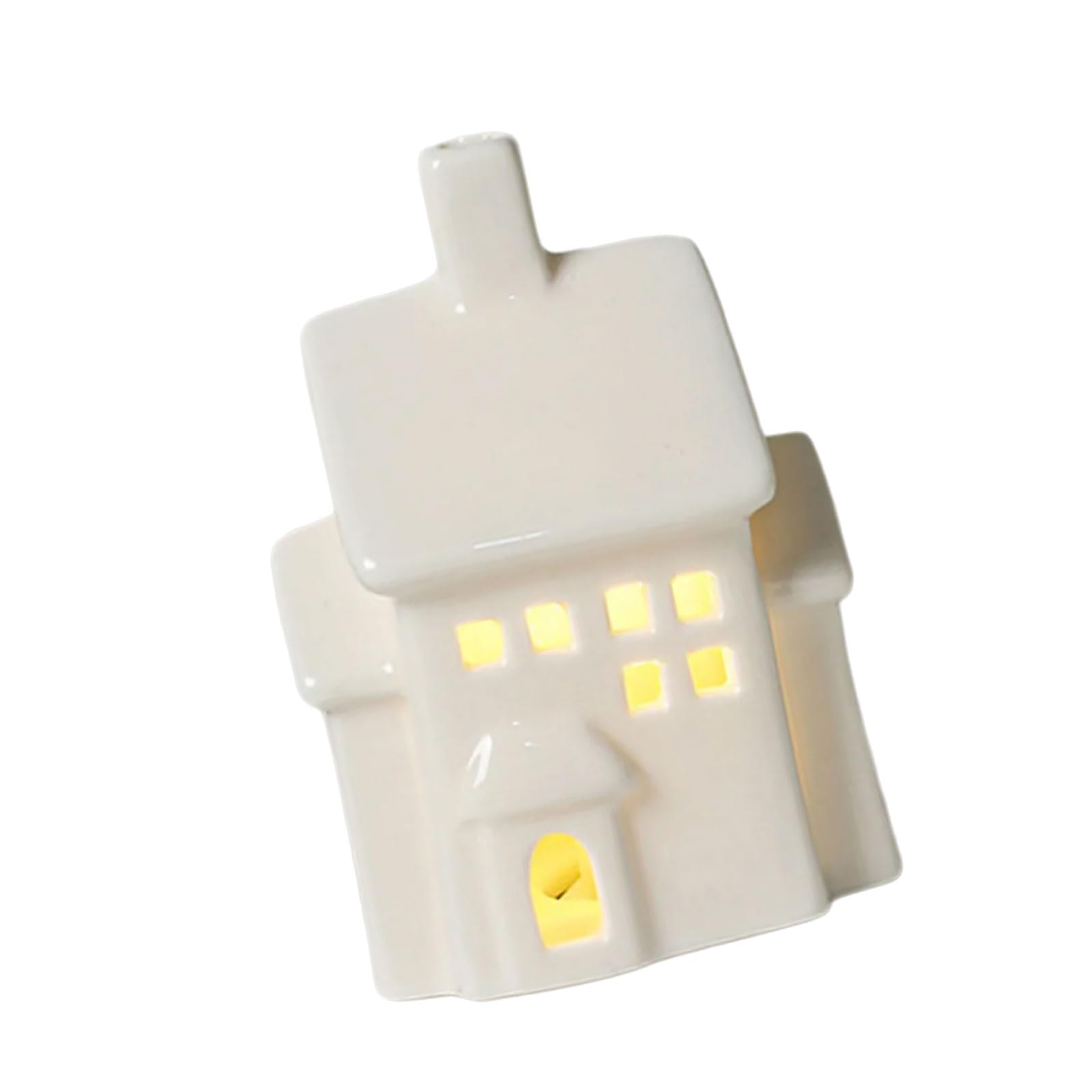 Nucelit Ceramic Winter Village LED Brighten House Permanent Decorative Piece for Christmas Wrap Otherwise Bookcase Vacation Interior Decoration with LED