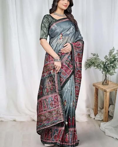 Generic grey bhagalpuri silk saree – image 2