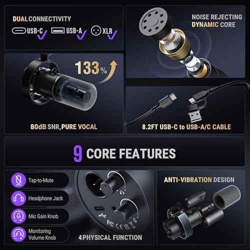 Image of FIFINE Dynamic Microphone, XLR /USB Podcast Recording for Vocal Streaming Voice-Over Gaming, Metal Mic with Mic Mute, Headphone Jack, Monitoring Volume Control, Windscreen-Amplitank K688 Grey | Streaming Studio Metal Mic with Mute, Headphone Jack, Monitoring Volume Control, Windscreen, for Vocal Voice-Over Gaming