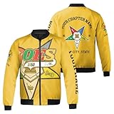 LEHABAFK Personalized Multi-color Order of the Eastern Star OES Bomber Jacket S-5XL