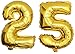 Produktbild DekoRex® 25 als Folienballon Luftballon Zahlenballon Jahrestag Geburtstag in Gold 80cm hoch