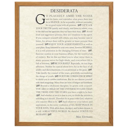 Inspiring Typography Wall Art LARGE 11x14 FRAMED - Desiderata Poem