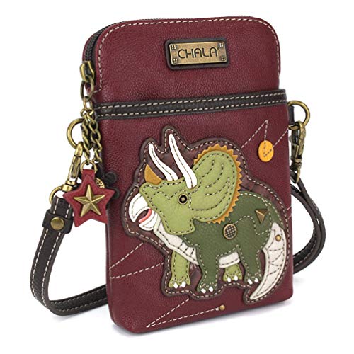 Chala Group Chala Handbags Triceratops Cellphone Crossbody Handbag - Convertible Strap,Maroon2