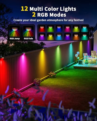 solar fence lights with remote control 50ft15 multi colors solar powered outdoor step lightingip67 waterproof led rgbyw colors lamp for outside fencedeckbackyardstair railingwallpatiopool