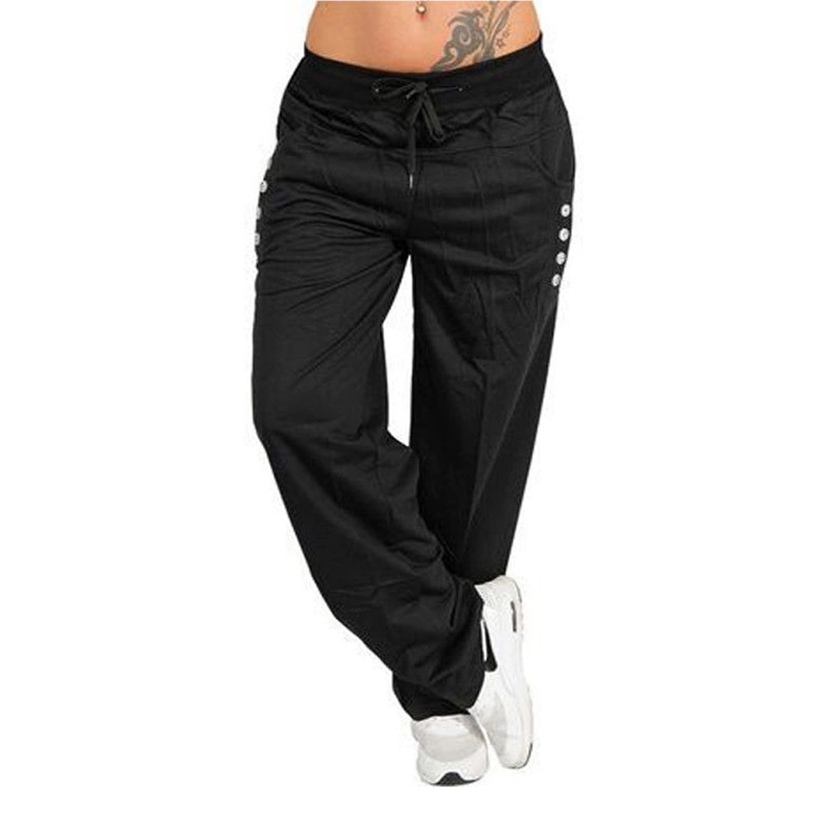 Plus Size Casual Pants for Women Wide Leg Sweatpants Elastic Drawstring Mid-Waist Trousers Summer Work Travel Pants
