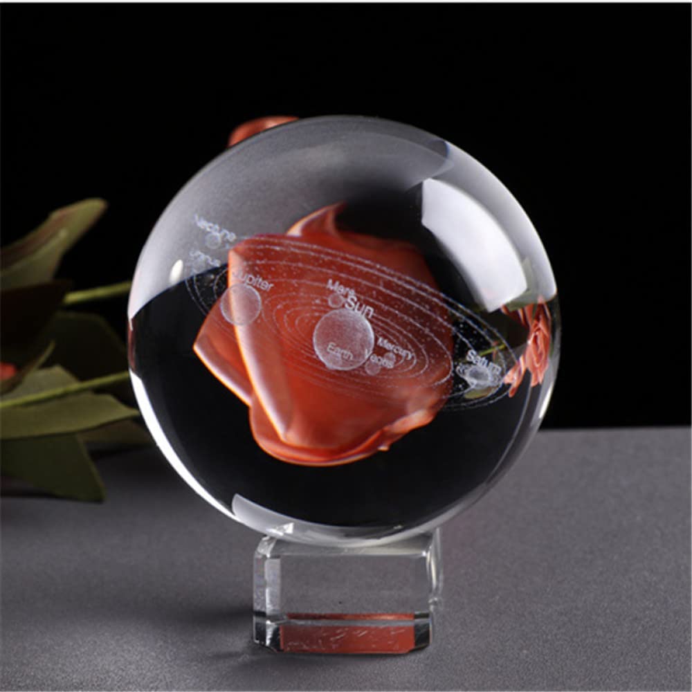 Układ słoneczny Ball 3D miniaturowe planety Model kula szklana kula kryształowa akcesoria do dekoracji biura domowego prezent, z kryształową podstawą