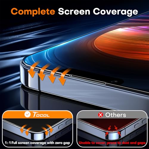 Image of TOCOL for iPhone 13 Pro Max Screen Protector /iPhone 14 Plus Screen Protector Military Grade Shatterproof HD Tempered Glass Full Coverage Anti-Fingerprint Easy Installation Case Friendly 2 Pack