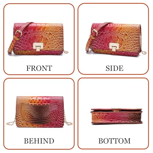 Image of Makcr Joacbv Small Crocodile Crossbody Cell Phone Purse for women Vegan Leather Clutch Wallet with Leather Shoulder Strap | Small