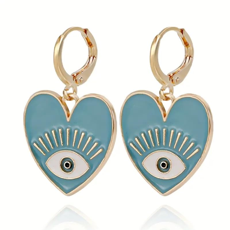 El Regalo 1 Pair Heart Evil Eye Enameled Hook Earrings - Dainty Evil Eye Hypoallergenic Heart Earrings for Girls & Women (Blue Hoop Evil Eye) (B0D2RSWXBN) Amazon Price History, Amazon Price Tracker