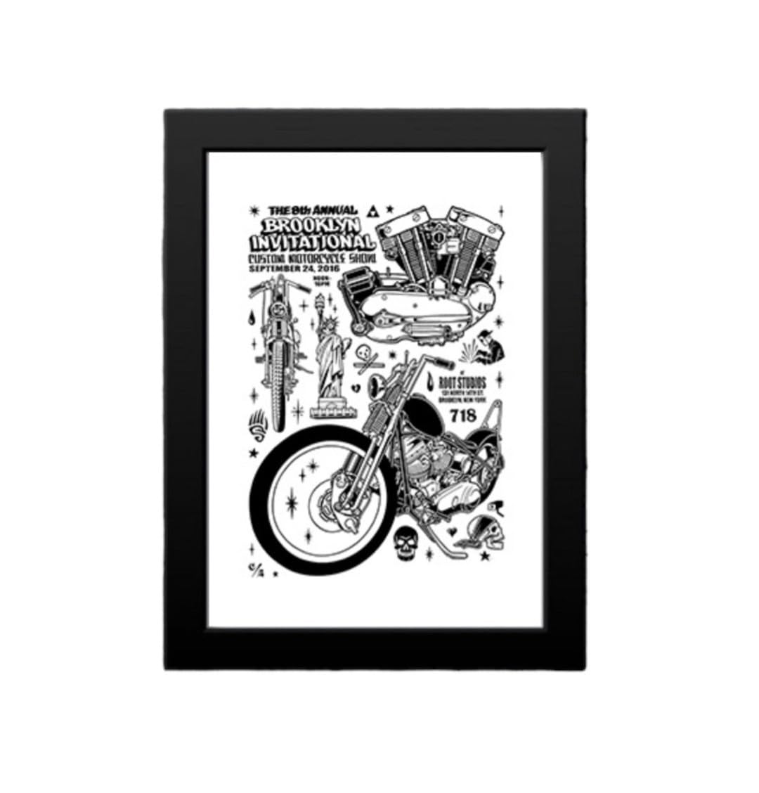 幅110cm×高さ80cm アンティークポスター 額縁付き レトロ バイク 幅