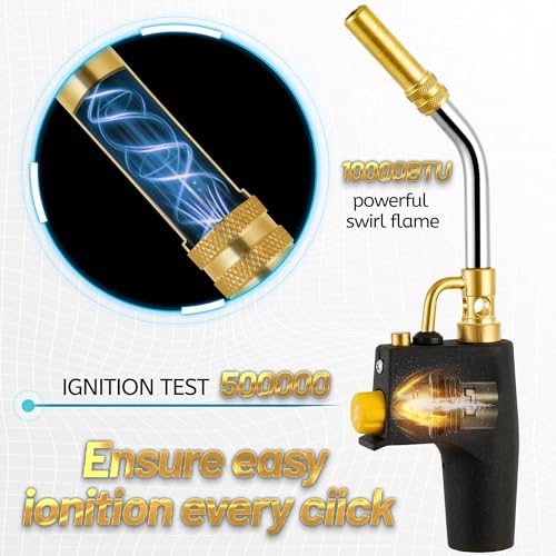 Image of Propane Torch Head with Igniter, High Intensity Gas Torch Head, Torch Head Fuel by Propane,MAPP,Trigger Start GasTorch,Welding Torch,Blow Torch(Fuel Not Included)